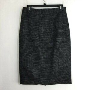Ann Taylor LOFT Black Gray Crosshatch Pattern Pencil Straight Skirt Women Size 8